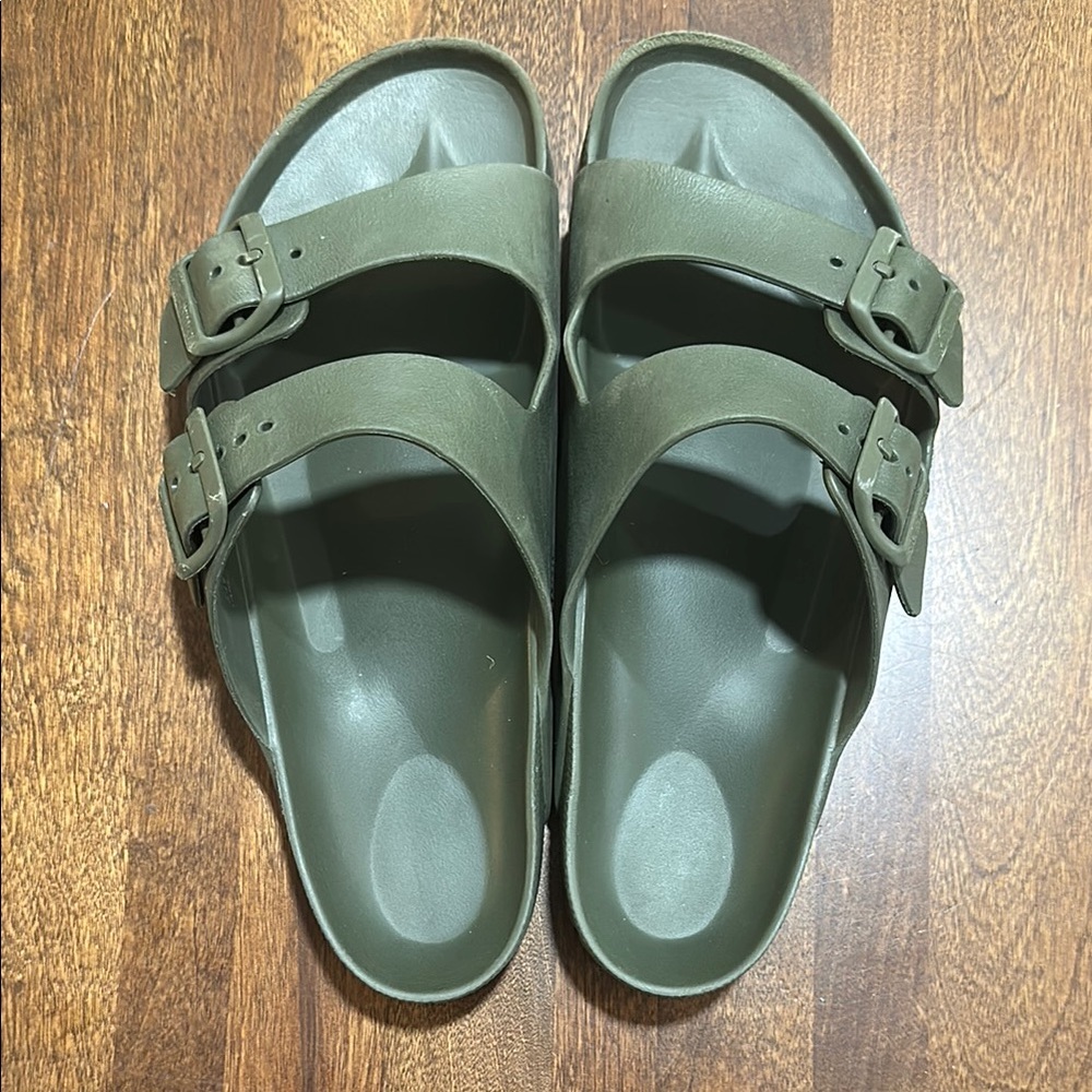 Green Double Strap Birkenstock - rubber material - waterproof - size 41 - mens 8